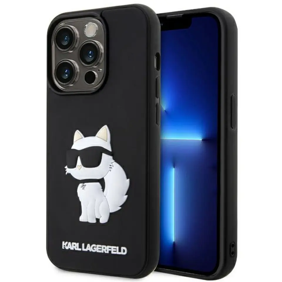 ⁨Karl Lagerfeld KLHCP14X3DRKHNK iPhone 14 Pro Max 6.7" czarny/black hardcase Rubber Choupette 3D⁩ w sklepie Wasserman.eu