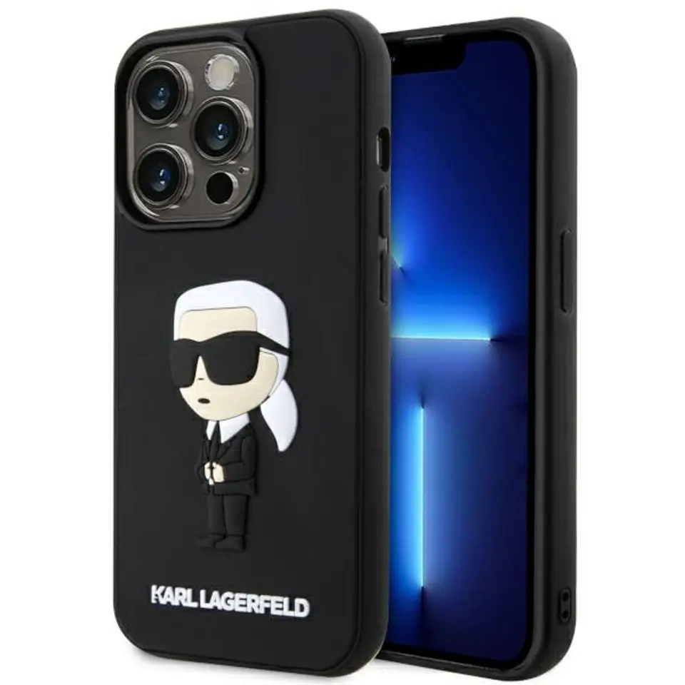 ⁨Karl Lagerfeld KLHCP14X3DRKINK iPhone 14 Pro Max 6.7" czarny/black hardcase Rubber Ikonik 3D⁩ w sklepie Wasserman.eu