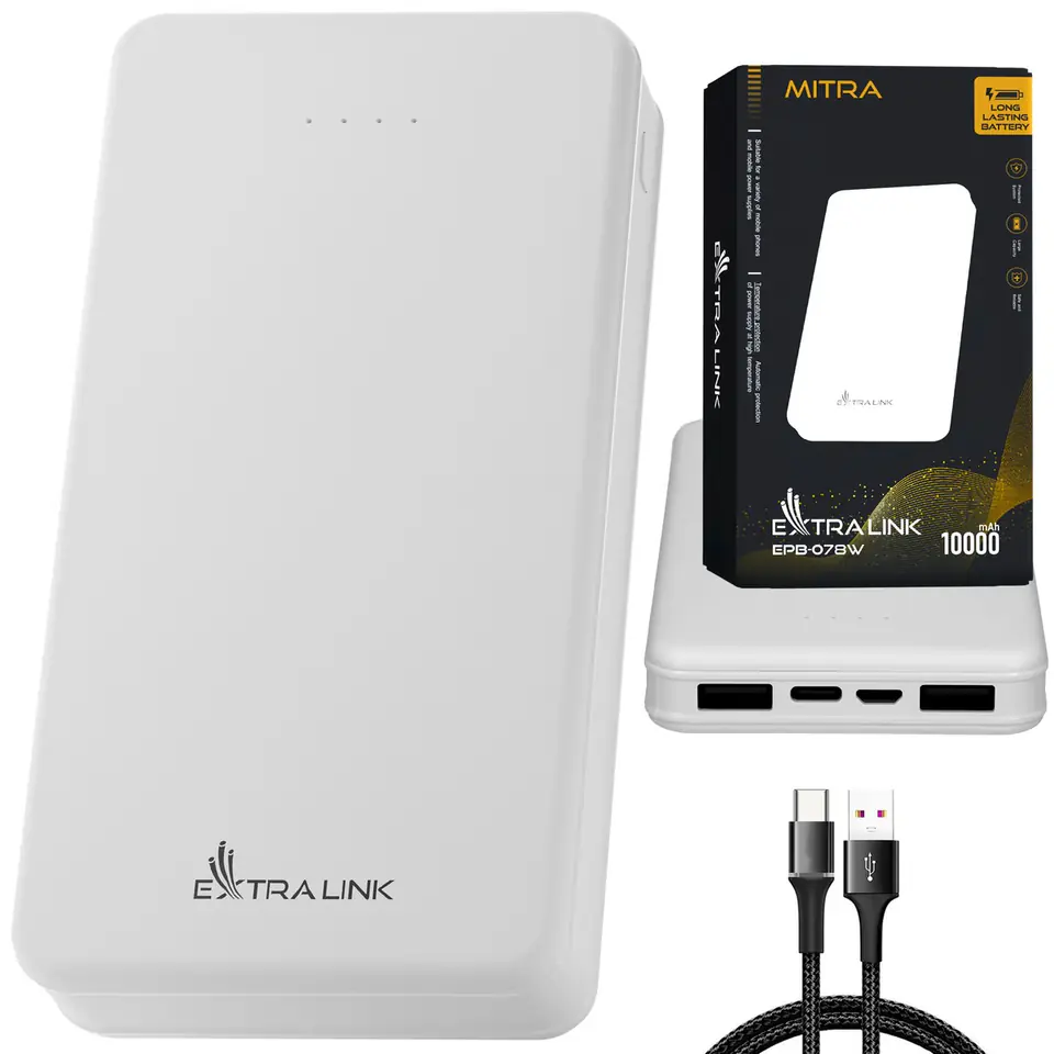 ⁨Extralink EX.19577 power bank Lithium Polymer (LiPo) 10000 mAh White⁩ at Wasserman.eu