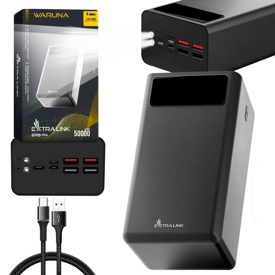 ⁨EXTRALINK EPB-114 50000MAH 5V POWER BANK BLACK⁩ w sklepie Wasserman.eu