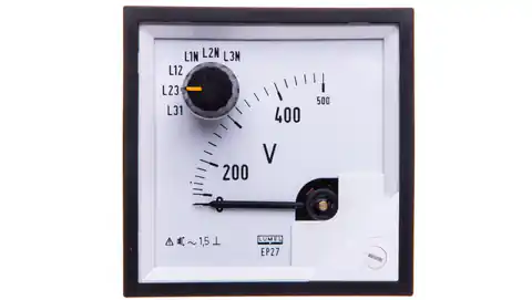 ⁨Voltmeter mit Schalter N E615 500V Betriebsstellung C3 K=90 Grad ohne KJ EP27NE6150000 Zulassung⁩ im Wasserman.eu