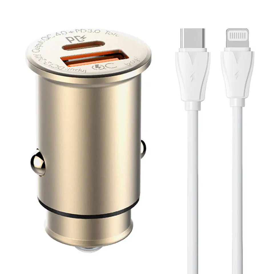 ⁨Ładowarka samochodowa LDNIO C506Q USB, USB-C + Kabel USB-C - Lightning⁩ w sklepie Wasserman.eu