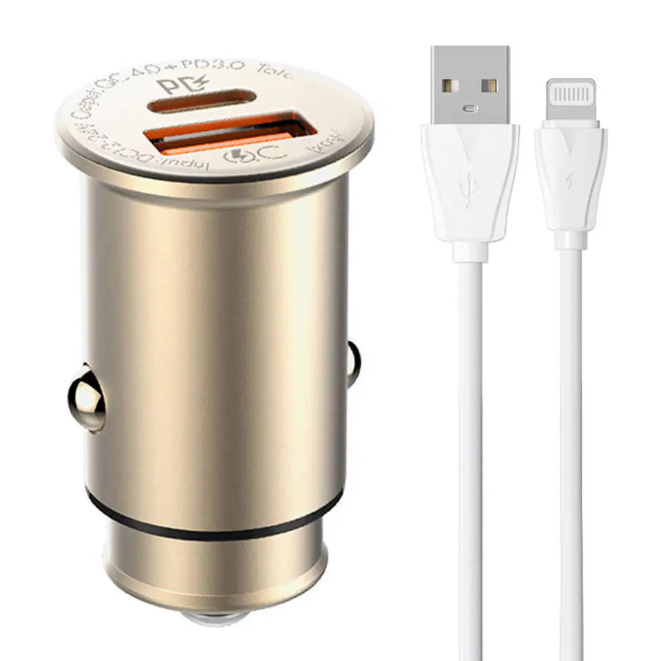 ⁨Ładowarka samochodowa LDNIO C506Q USB, USB-C + Kabel Lightning⁩ w sklepie Wasserman.eu