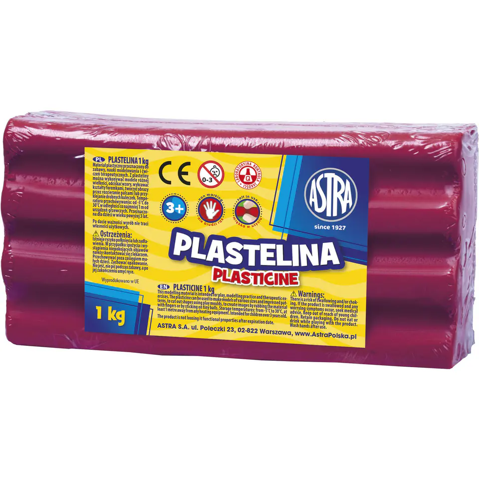 ⁨Plastelina szkolna dla dzieci 1kg purpurowa 303111009 ASTRA⁩ w sklepie Wasserman.eu
