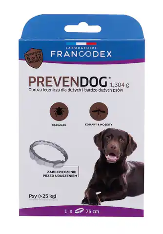 ⁨FRANCODEX Obroża biobójcza PREVENDOG 75 cm dla dużych i bardzo dużych psów pow. 25 kg - 1 szt.⁩ w sklepie Wasserman.eu