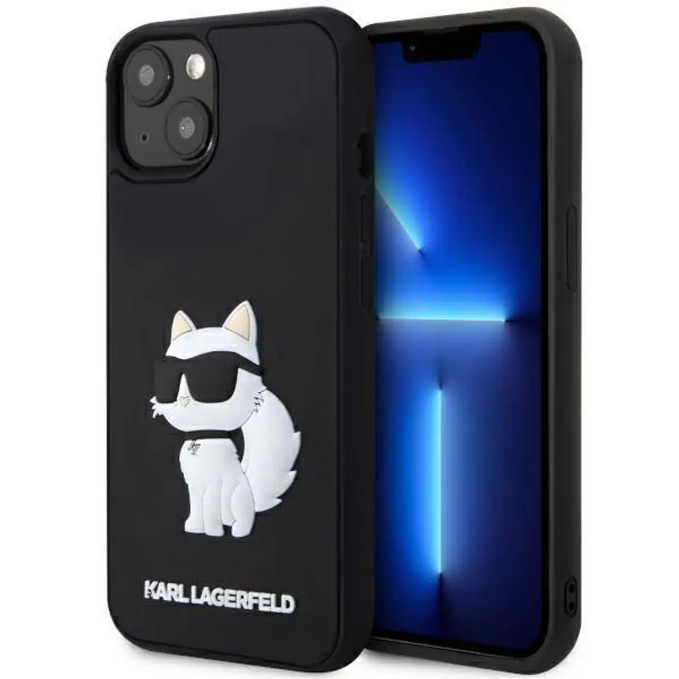 ⁨Oryginalne Etui IPHONE 14 PLUS Karl Lagerfeld Hardcase Rubber Choupette 3D (KLHCP14M3DRKHNK) czarne⁩ w sklepie Wasserman.eu