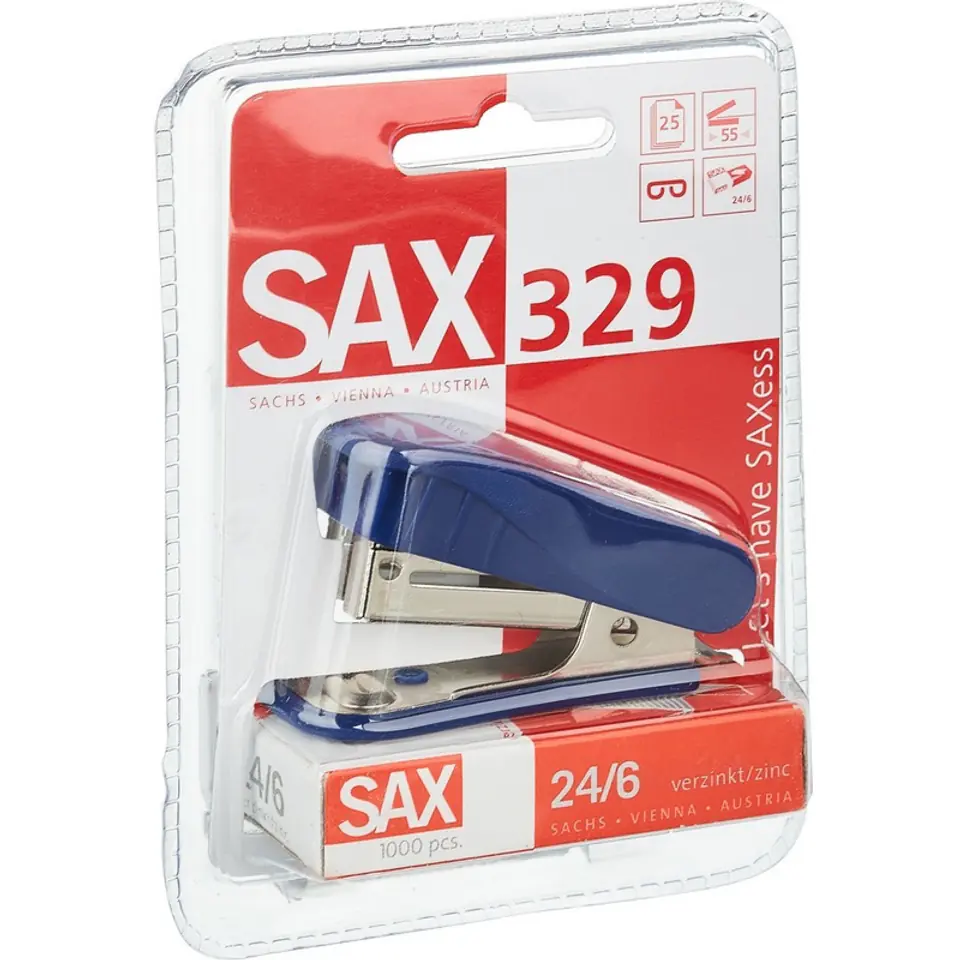 ⁨Zszywacz SAX 329 niebieski 20k+ gratis ISAX329-34⁩ w sklepie Wasserman.eu