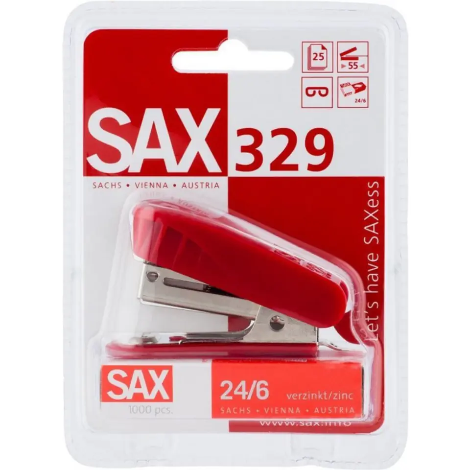 ⁨Zszywacz SAX 329 czerwony 20k+ gratis ISAX329-33⁩ w sklepie Wasserman.eu