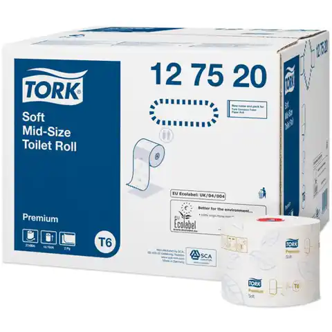 ⁨Papier toaletowy TORK T6 Premium Soft compact (27 rolek) biały 2w 90m 127520 celuloza+makulatura⁩ w sklepie Wasserman.eu