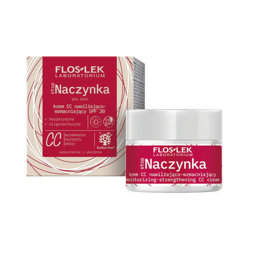 ⁨FLOSLEK Stop Naczynka Krem CC nawilżająco-wzmacniający SPF20 na dzień 50ml⁩ w sklepie Wasserman.eu