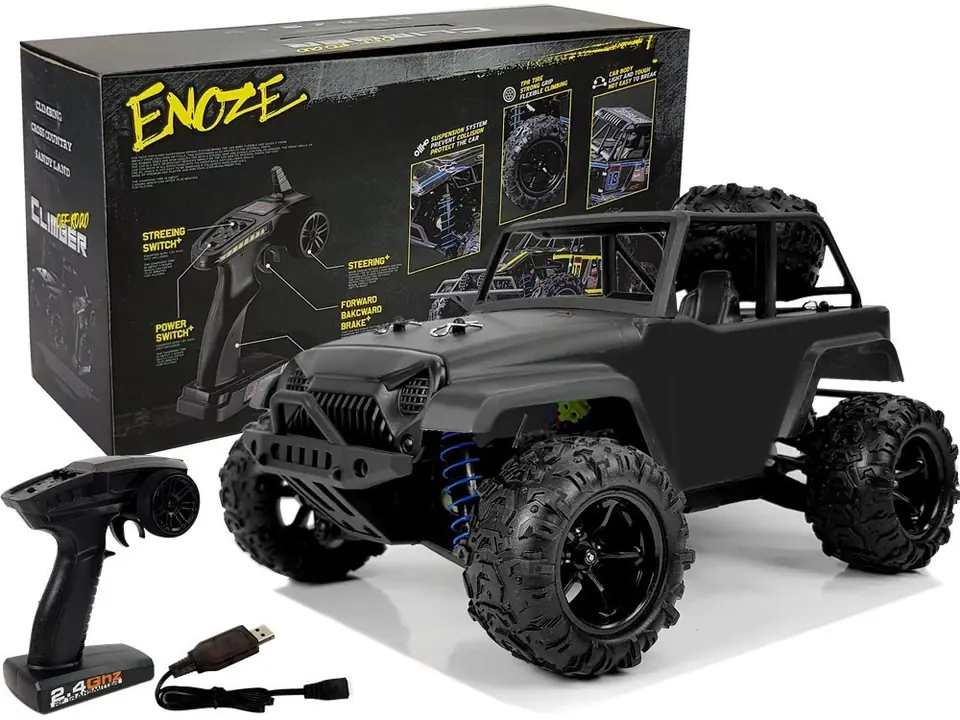 ⁨Auto Terenowe Off-Road Zdalnie Sterowane 1:18 Czarne ENOZE 9304E 40 km/h⁩ w sklepie Wasserman.eu
