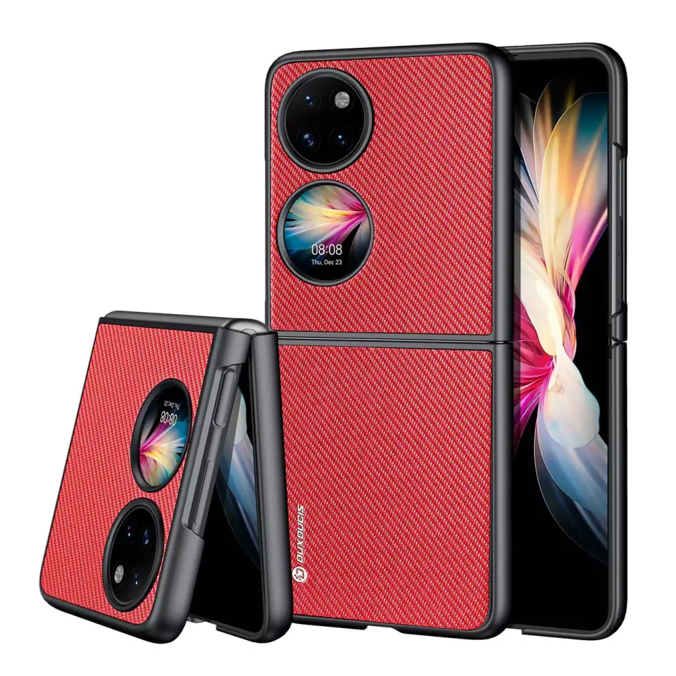 ⁨Dux Ducis Fino etui pokrowiec pokryty nylonowym materiałem Huawei P50 Pocket czerwony⁩ w sklepie Wasserman.eu