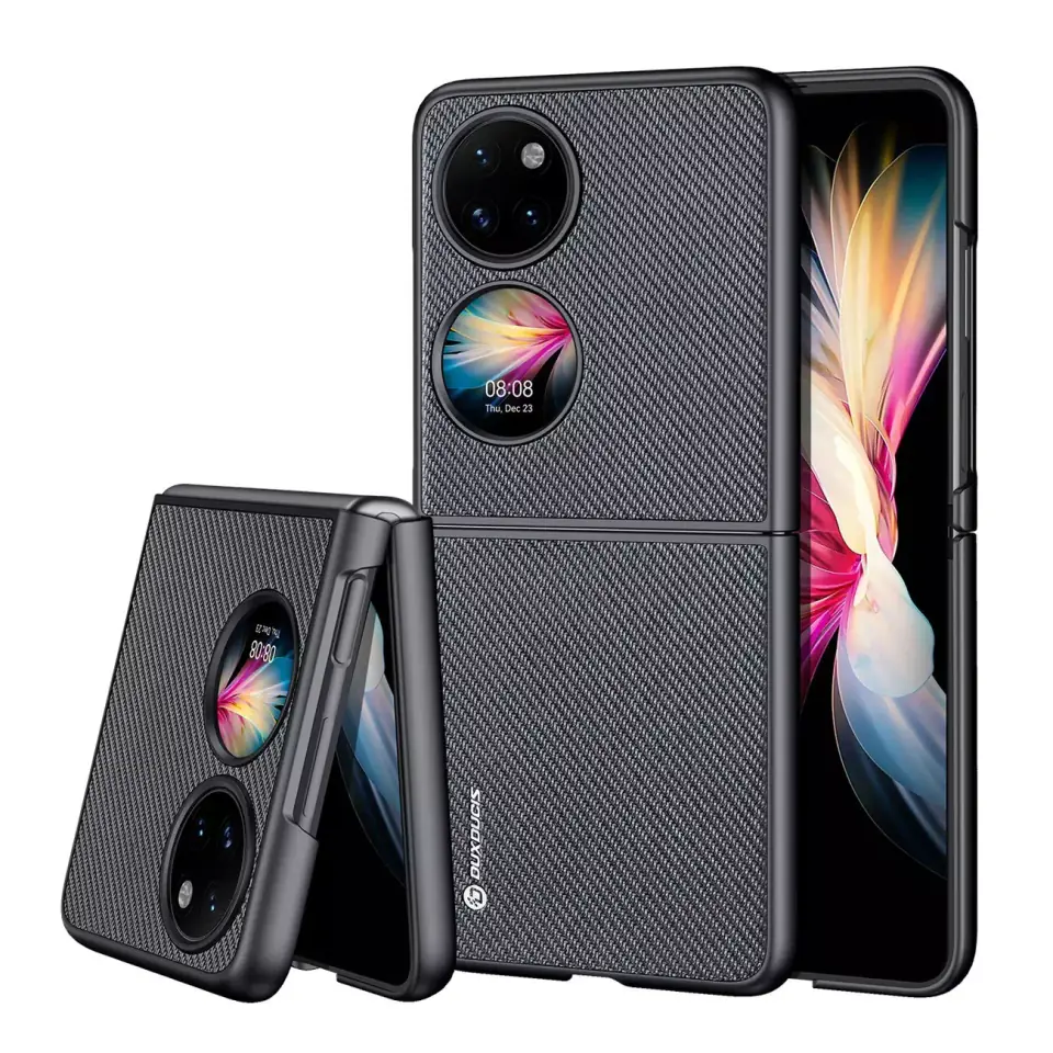 ⁨Dux Ducis Fino etui pokrowiec pokryty nylonowym materiałem Huawei P50 Pocket czarny⁩ w sklepie Wasserman.eu