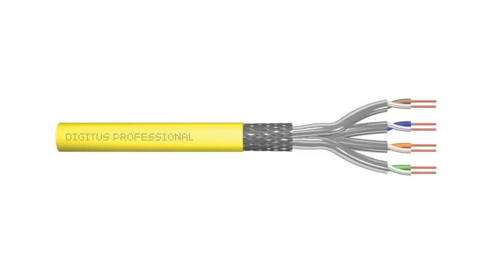 ⁨Kabel teleinformatyczny S/FTP kat.7A LS0H drut żółty Dca DK-1743-A-VH-5 /500m/⁩ w sklepie Wasserman.eu