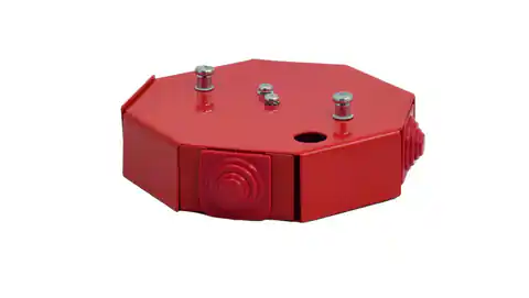 ⁨Puszka przeciwpożarowa PIP-3AN B6x2x4 ośmiokątna, E90, z bezpiecznikiem 0,75A, wymiary 124x28x137mm, czerwony 84623606⁩ w sklepie Wasserman.eu