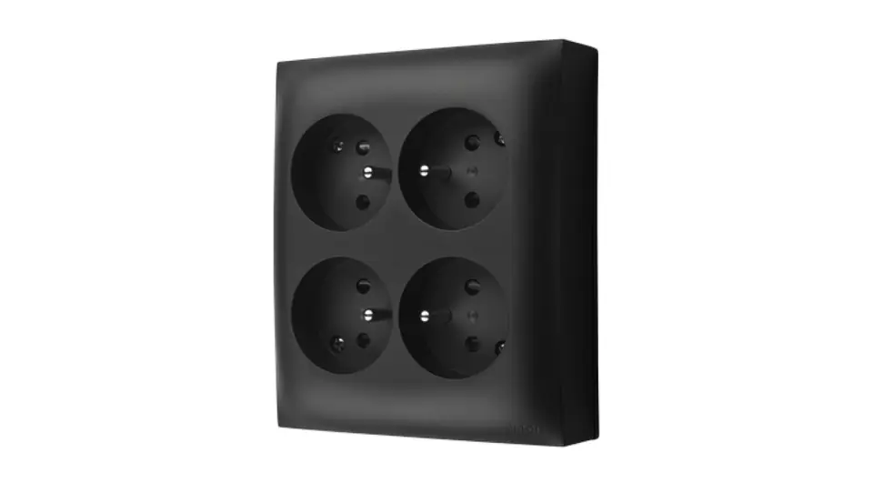 ⁨Simon Aquaclick IP20 socket, 4x with ground. black ACGZN4/49⁩ at Wasserman.eu