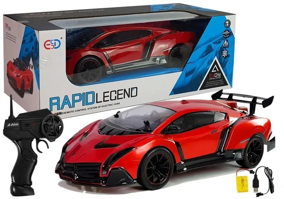 ⁨Auto  Sportowe Zdalnie Sterowane 1:10 Czerwone R/C⁩ w sklepie Wasserman.eu