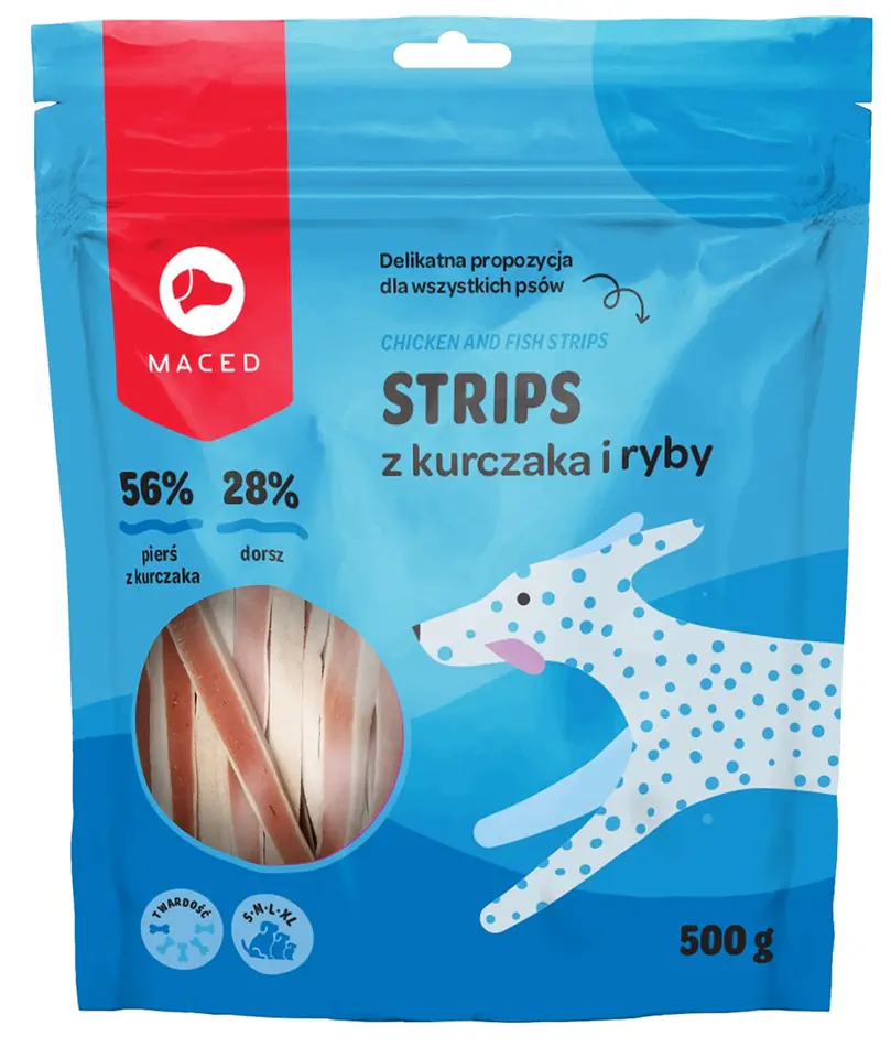 ⁨MACED Chicken and fish strips - Dog treat - 500g⁩ at Wasserman.eu