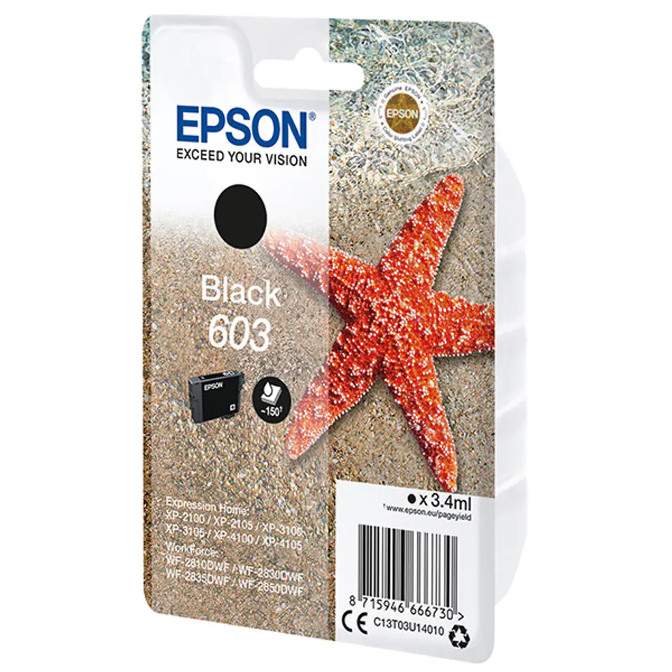 ⁨Epson oryginalny ink / tusz C13T03U14020, black, blistr z ochroną, 3.4ml⁩ w sklepie Wasserman.eu