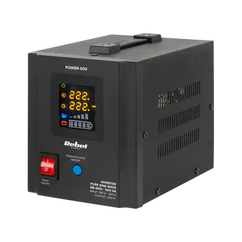 ⁨Rebel POWER-500 Uninterruptible Power Supply - converter with pure sine wave and charging function 12V 230V 500VA/300W⁩ at Wasserman.eu