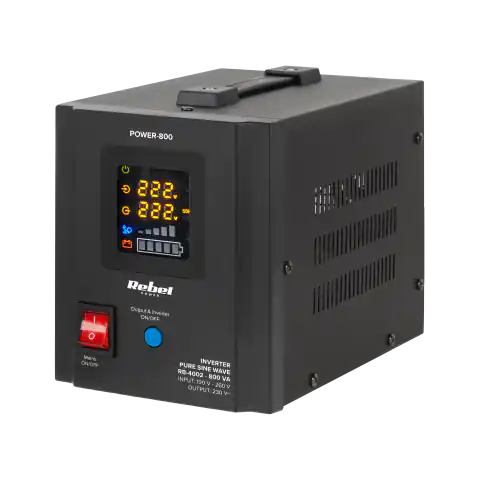 ⁨Rebel POWER-800 Uninterruptible Power Supply - converter with pure sine wave and charging function 12V 230V 800VA/500W⁩ at Wasserman.eu