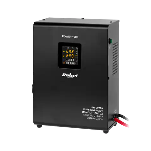 ⁨Rebel POWER-1000 Wall-Mounted Emergency Power Supply - converter with pure sine wave and charging function 12V 230V 1000VA/700W⁩ at Wasserman.eu