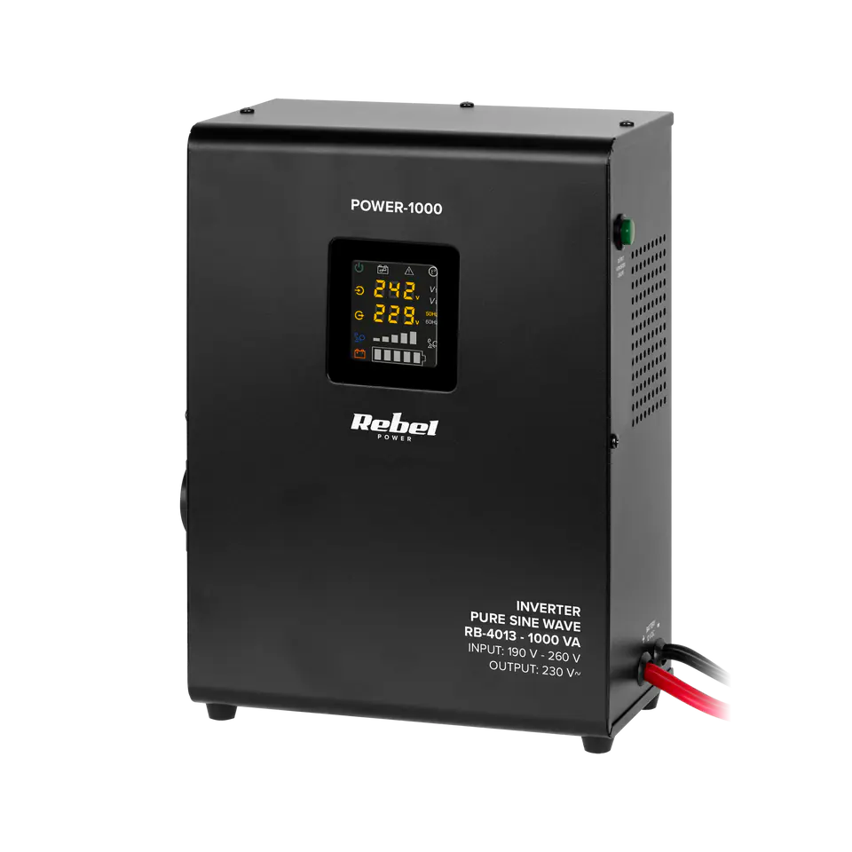 ⁨Rebel POWER-1000 Wall-Mounted Emergency Power Supply - converter with pure sine wave and charging function 12V 230V 1000VA/700W⁩ at Wasserman.eu