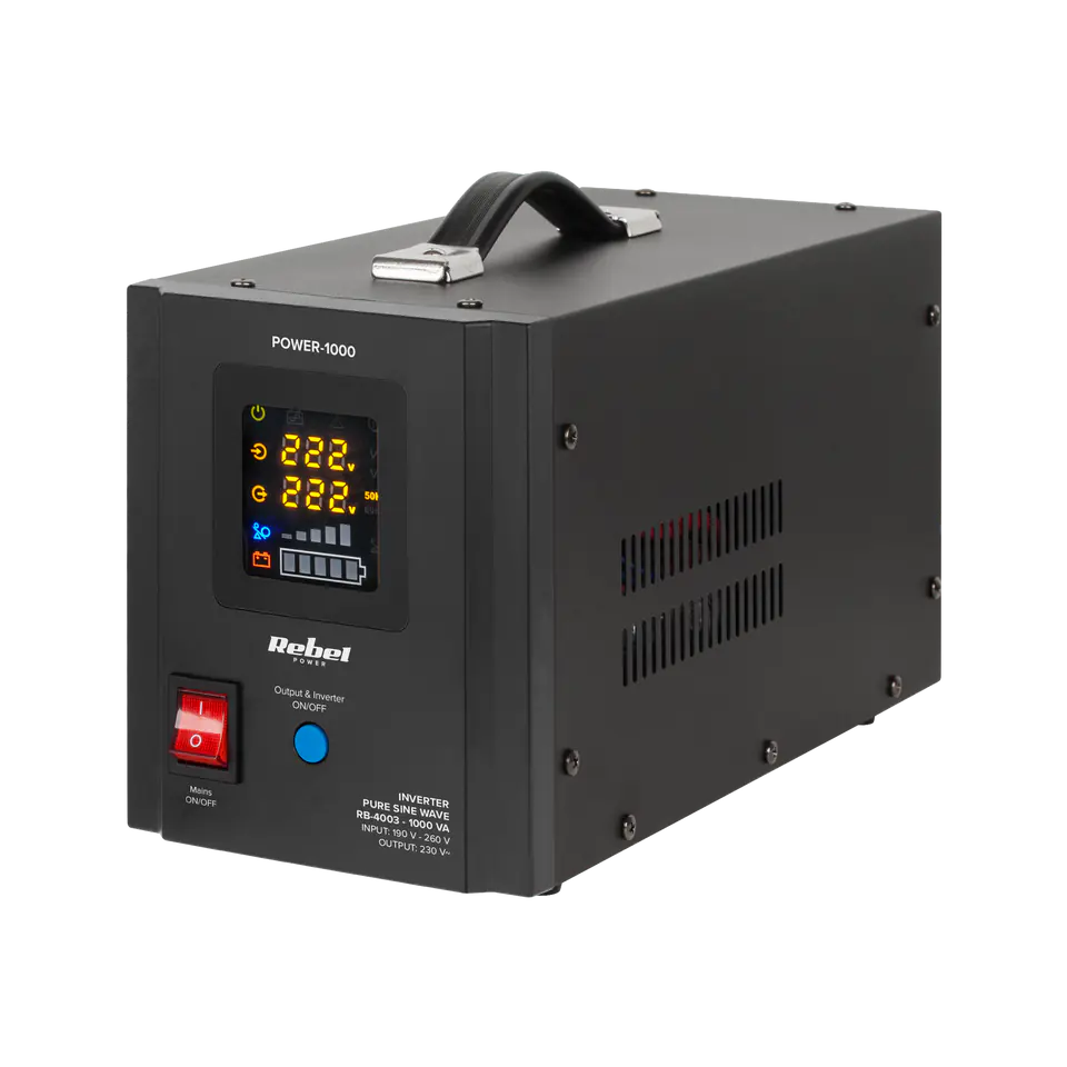 ⁨Rebel POWER-1000 Uninterruptible Power Supply - converter with pure sine wave and charging function 12V 230V 1000VA/700W⁩ at Wasserman.eu