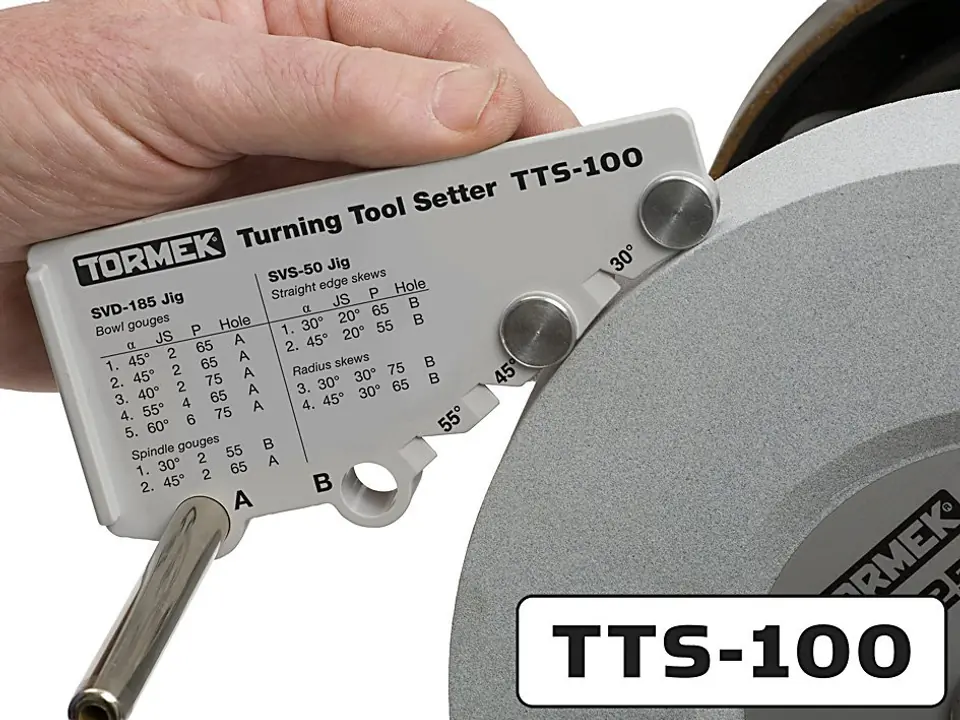 ⁨Alignment equipment for turning knives, ensuring accurate execution of the shape and angle of the TTS-100 TORMEK blade⁩ at Wasserman.eu