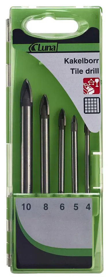 ⁨5-piece set of 4-blade Luna tile drills⁩ at Wasserman.eu