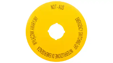 ⁨Tabliczka opisowa żółta okrągła 90mm PL, GB, DE, I M22-XAK5 167641⁩ w sklepie Wasserman.eu