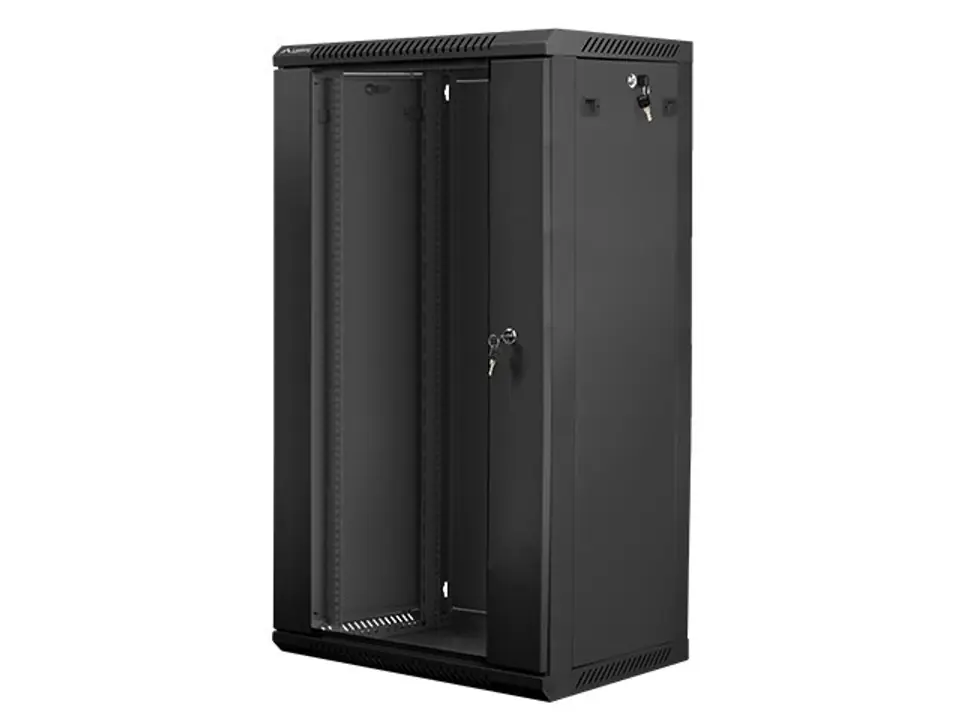 ⁨Hanging cabinet 19'' 22U 600X450mm black (glass door)⁩ at Wasserman.eu