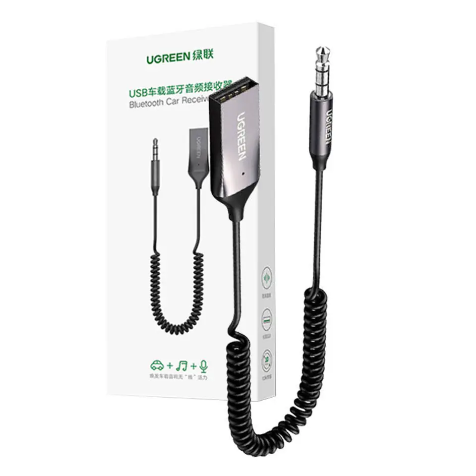 ⁨Odbiornik samochodowy Bluetooth UGREEN 70601B (szary)⁩ w sklepie Wasserman.eu