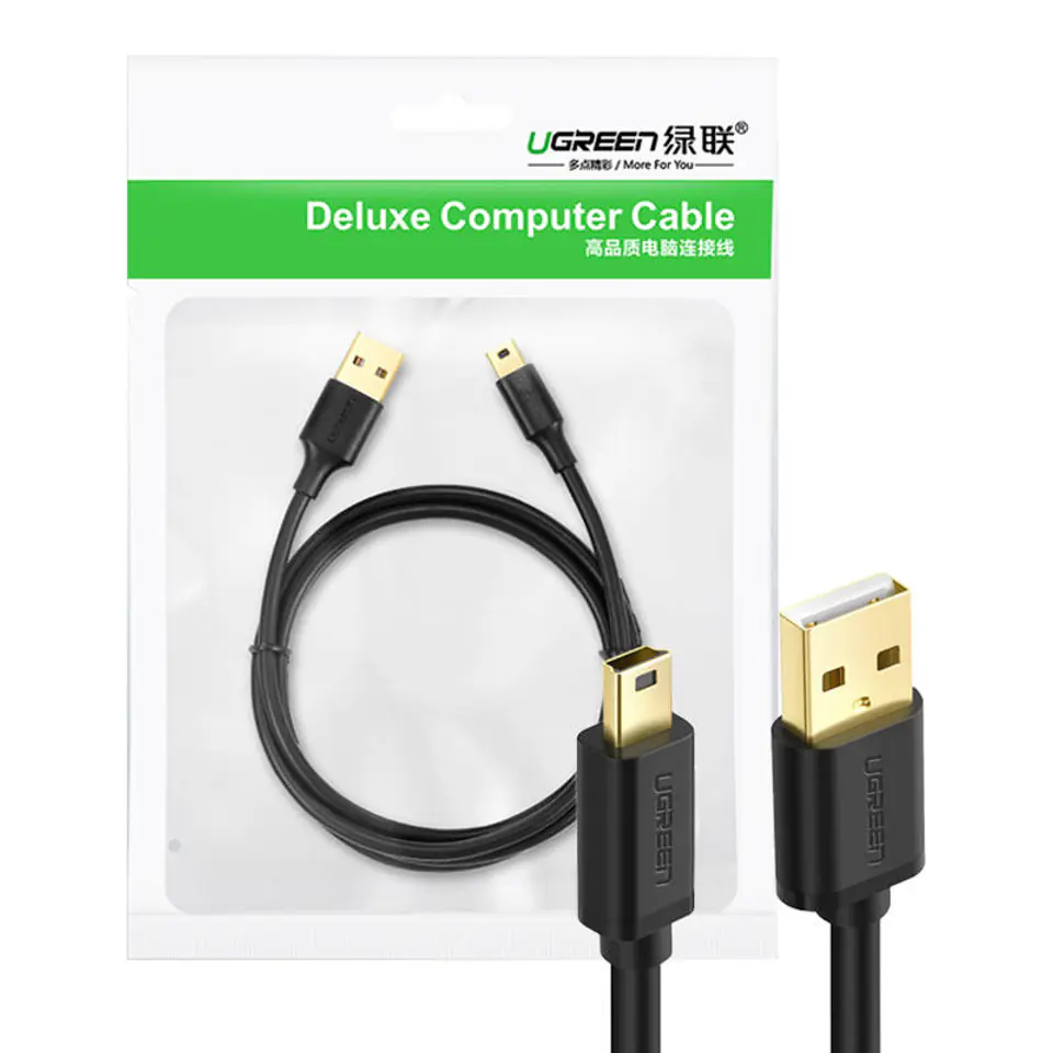 ⁨Kabel USB 2.0 UGREEN 	US13210355B, męski, mini USB, 1m (czarny)⁩ w sklepie Wasserman.eu