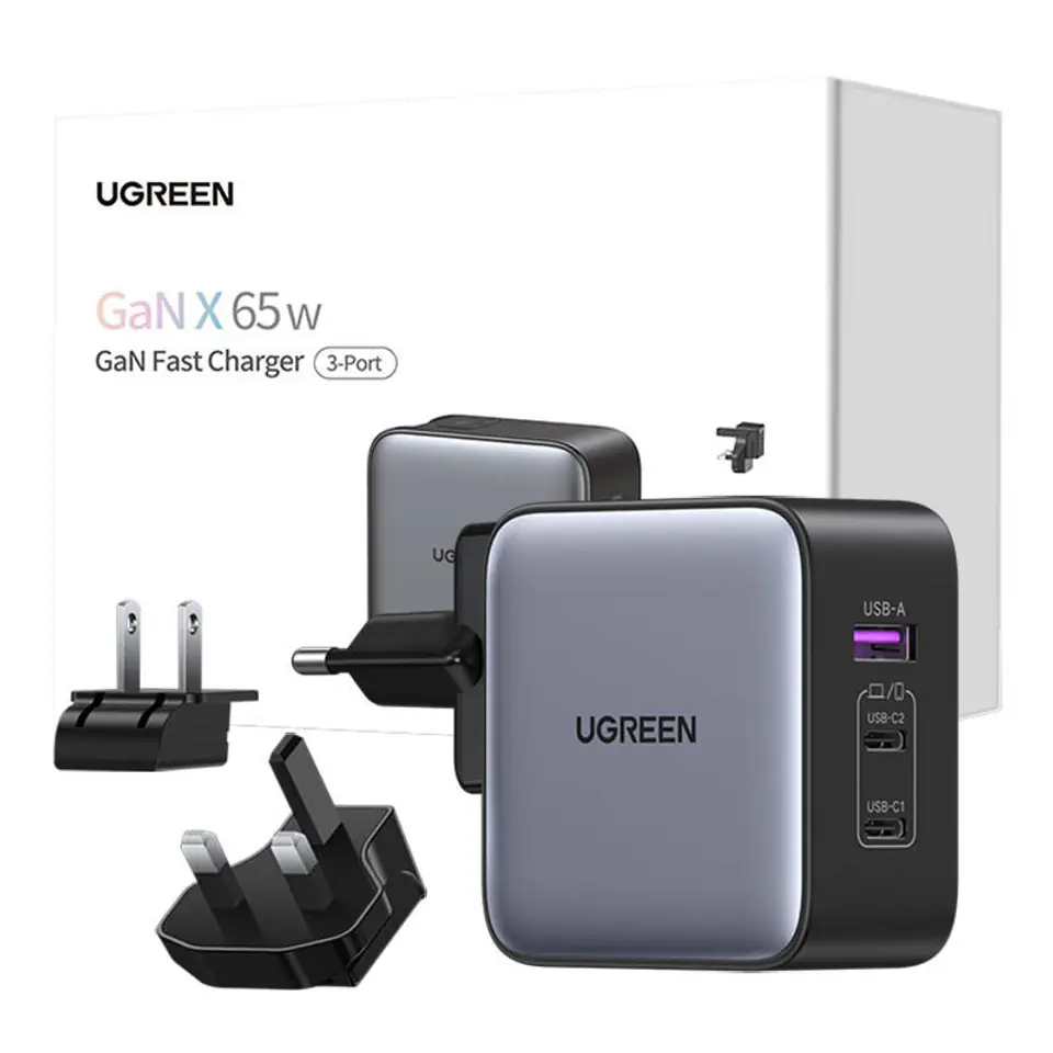 ⁨Ładowarka sieciowa Ugreen Nexode, 2x USB-C + USB, 65W⁩ w sklepie Wasserman.eu