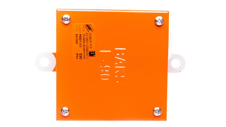 ⁨Puszka łączeniowo-rozgałęźna metalowa pomarańczowa 100x100x45mm E90 PMO1(5/3) 801200⁩ w sklepie Wasserman.eu