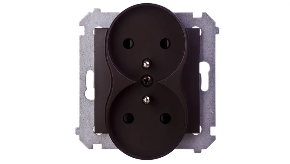 ⁨Simon 54 Double socket with/u 16A IP20 with track shutter bronze matt DGZ2MZ.01/46⁩ at Wasserman.eu