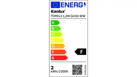 ⁨LED bulb TOMIv2 1,2W GU10-WW 120lm 3000K warm color 34962⁩ at Wasserman.eu