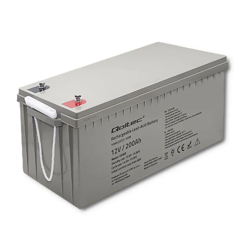 ⁨Qoltec 53069 AGM battery | 12V | 200Ah | max. 3000A⁩ at Wasserman.eu