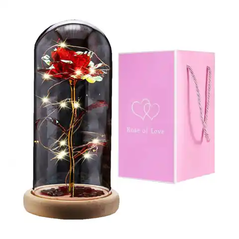 ⁨Kryształowa wieczna róża pod szklaną kopułą LED ROZ05⁩ w sklepie Wasserman.eu