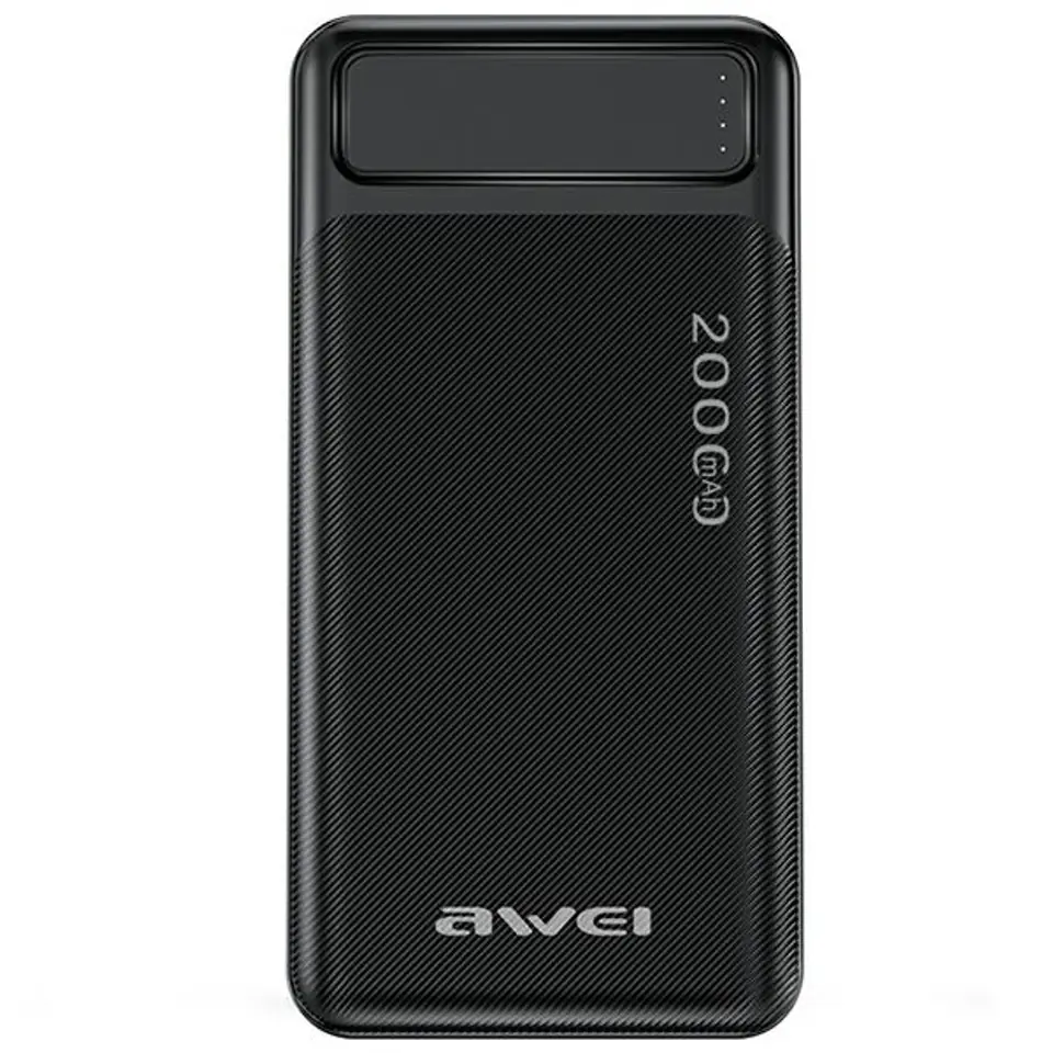 ⁨AWEI PowerBank P6K 20000mAh czarny/black 2xUSB/PD/Micro-USB⁩ w sklepie Wasserman.eu