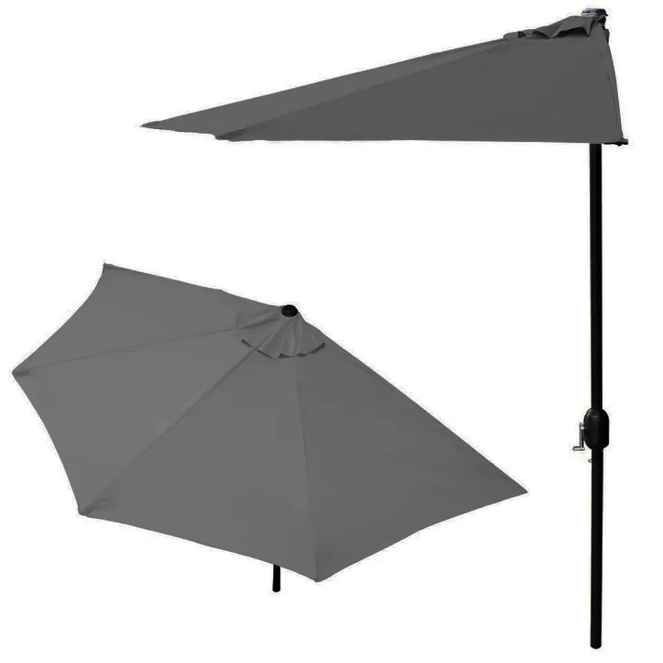 ⁨Parasol ogrodowy pół-parasol ścienny na taras 2,7m szary⁩ w sklepie Wasserman.eu
