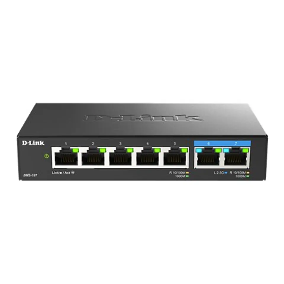 D-Link | 7-Port Multi-Gigabit Unmanaged Switch | DMS-107/E | Unmanaged | Desktop | 1 Gbps (RJ-45) ports quantity | SFP ports qua w sklepie Wasserman.eu