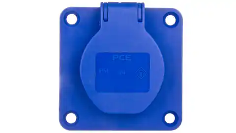 ⁨Panel mount socket 10/16A 2P+Z 230V /70x70/ blue IP54 104-7B⁩ at Wasserman.eu