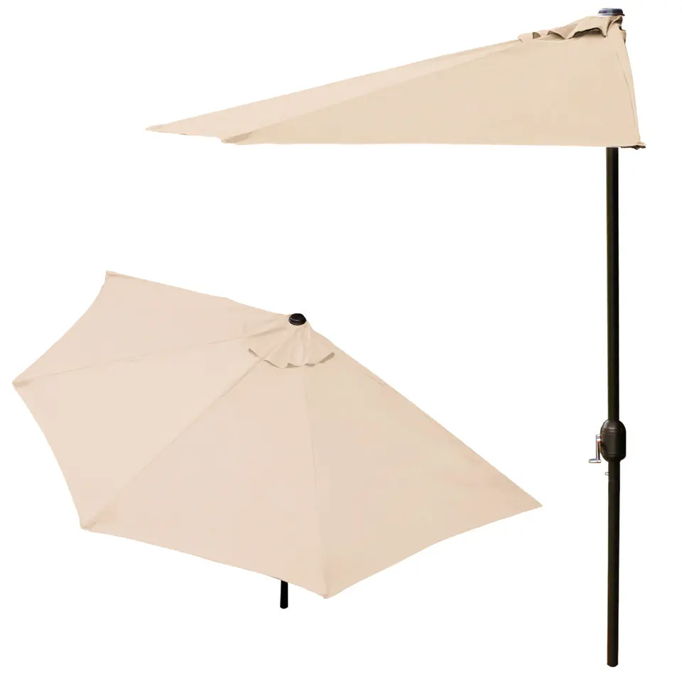 ⁨Parasol ogrodowy pół-parasol ścienny na taras 2,7 m beżowy MultiGarden⁩ w sklepie Wasserman.eu