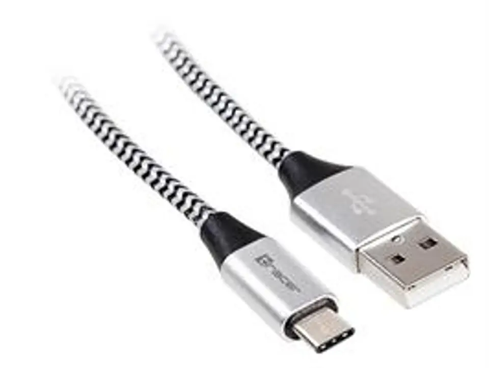 ⁨Kabel TRACER USB 2.0 TYPE-C A Male - C Male 1,0m czarno-srebrny⁩ w sklepie Wasserman.eu