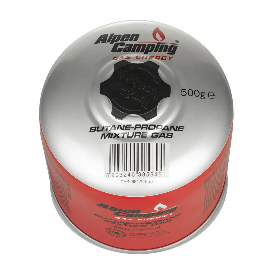 ⁨Kartusz gazowy 500g Alpen Camping. Propan-butan, zawór gwintowany⁩ w sklepie Wasserman.eu