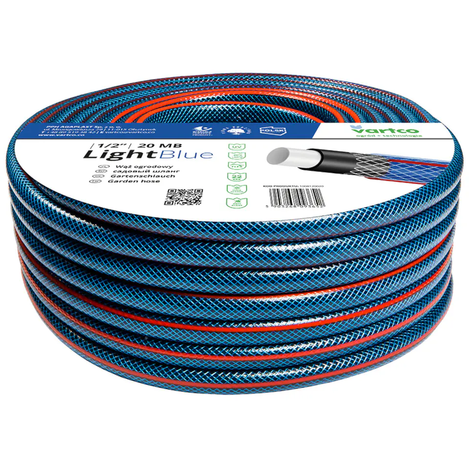 ⁨Wąż ogrodowy Vartco Light Blue 1/2" 20m⁩ w sklepie Wasserman.eu