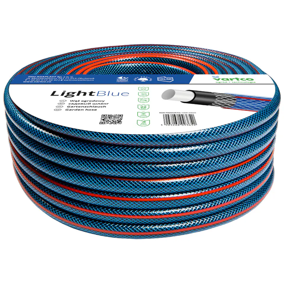 ⁨Wąż ogrodowy Vartco Light Blue 1/2" 30m⁩ w sklepie Wasserman.eu