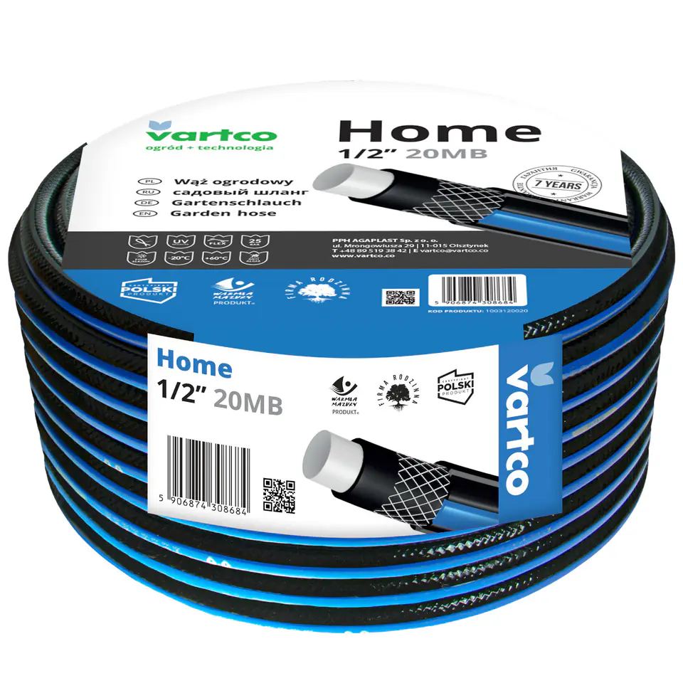 ⁨Wąż ogrodowy Vartco Home 1/2" 20m⁩ w sklepie Wasserman.eu